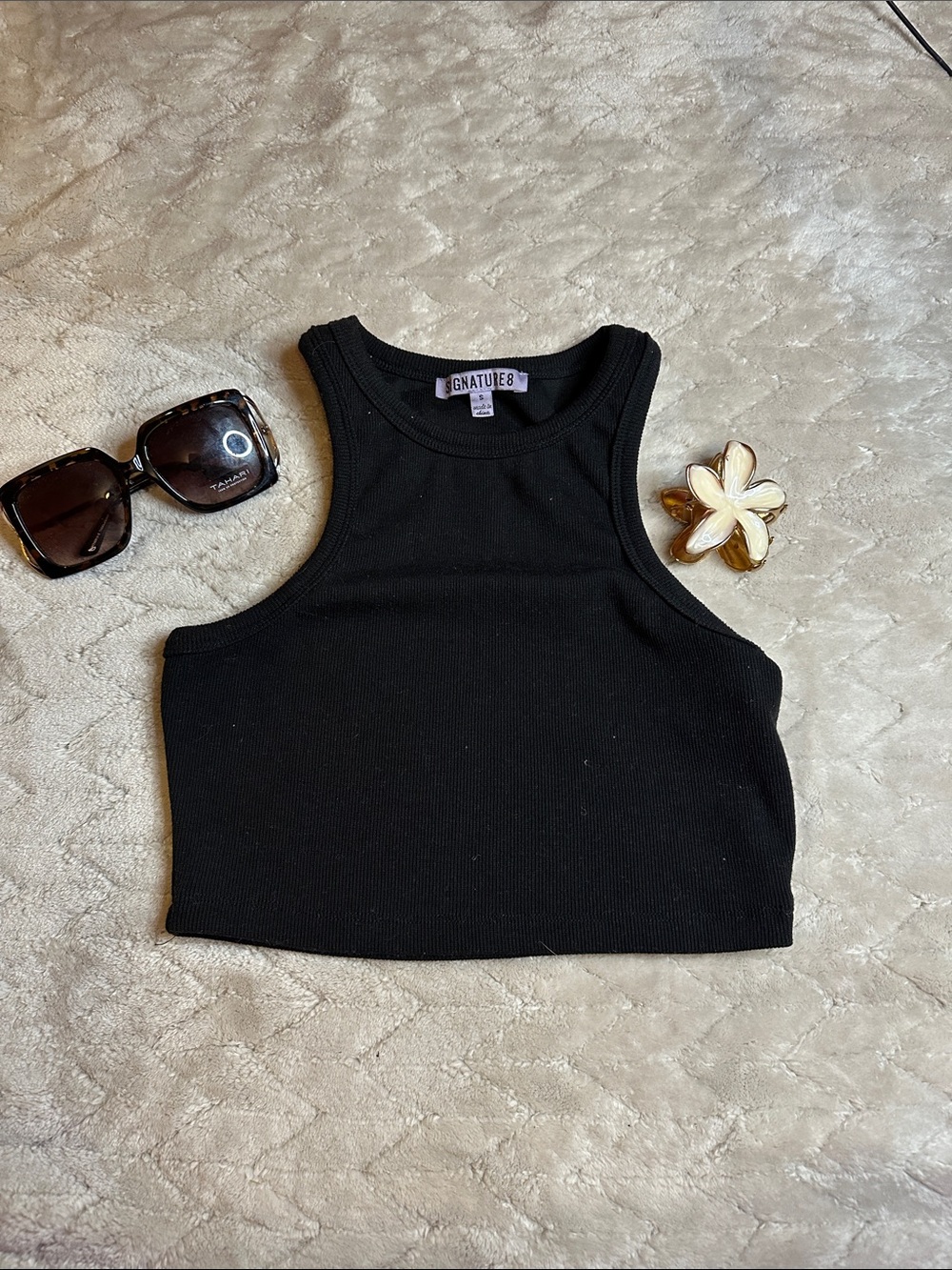 Ribbed jersey tank cropped